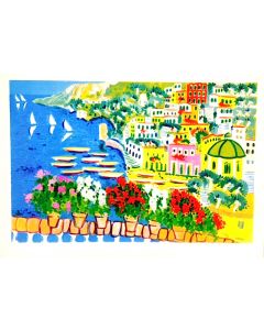 Athos Faccincani, Positano, retouchè, 100x70 cm