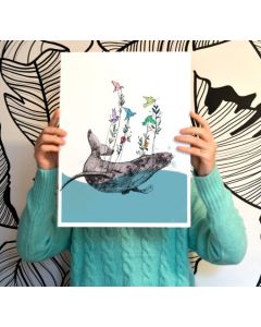 Sara Paglia, Whale, print, 30x40 cm.