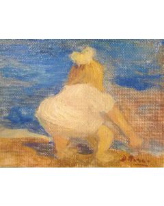 Daniela Penco, Imparando a camminare, olio su cartone telato, 9x7 cm 