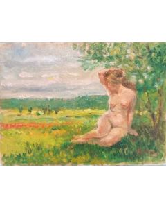 Daniela Penco,Bellezza in campagna, olio su cartone telato, 13 x 18 cm 