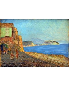 Giovanni Malesci, Pozzuoli's gulf, oil on wood, 48,5x34 cm, 1955