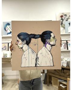 Sara Paglia, RIT - Marina and Ulay, acrilico, acquarello e inchiostro su tela, 50x50 cm