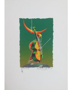 Meloniski da Villacidro, Concertino per Luna Rossa, serigrafia e collage ritoccata a mano, 25x35 cm