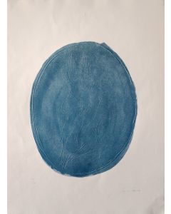 Lucio Fontana, Nudo azzurro, acquaforte con rilievo a secco, 62x46 cm, 1967