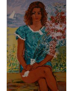 Michele Cascella, Flowering girl, screen printing, 92x64 cm