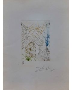 Salvador Dalì, Le allegre comari di Windsor  tratto da Much Ado about Shakespeare II, acquaforte a colori, 46x29 cm, 1970