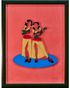 Marco Lodola, Ballerine Hawaiane, litografia su plexiglass, 66x50 cm con cornice, 62x46 cm senza cornice