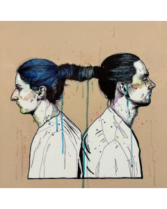 Sara Paglia, RIT - Marina and Ulay, acrilico, acquarello e inchiostro su tela, 50x50 cm