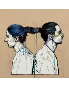 Sara Paglia, RIT - Marina and Ulay, acrylic, watercolor and ink on canvas, 50x50 cm