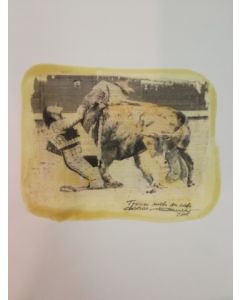 Enrico Pambianchi, Corrida, collage e disegno su carta, 35x24 cm