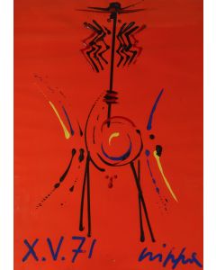 Roberto Crippa, Totem, olio su cartoncino su compensato, 70x50 cm, 1971 