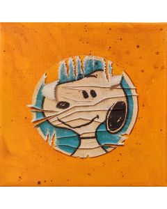 David Sommariva, Snoopy Sticker #1, acrilico su tela, 15x15 cm