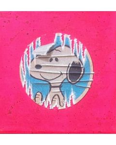 David Sommariva, Snoopy Sticker #2, acrilico su tela, 15x15 cm