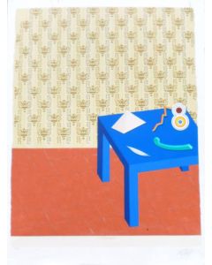 Lucio Del Pezzo, Chambre, screen printing and collage, 75x55 cm