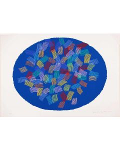 Piero Dorazio, Ovale Blu, silk-screen printing of 30 colours on paper Veliln D'Arches, 35x50 cm