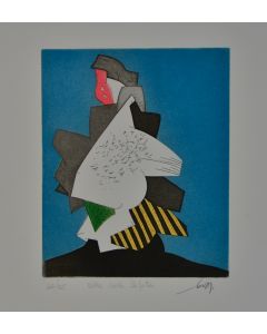 Gianni Dova, Alle Isole Lofoten, acquaforte a 5 colori, 35x50 cm