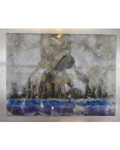 Giulio Ciampi, Manhattan, acrilico su vetro e acciaio, 75x100 cm, 2018 