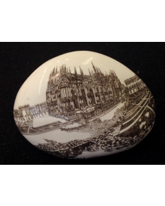 Franchina Tresoldi, Dome of Milan, decorated ceramic pebble, 12x12 cm