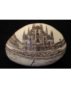 Franchina Tresoldi, Duomo di Milano, ciottolo in ceramica decorata, 12x12 cm