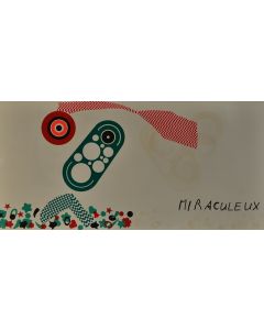 Enrico Baj, Miraculeux, colour litograph and collage,38x75 cm, 1972 