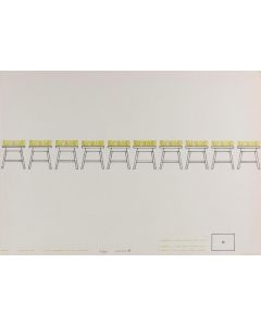 Enzo Cucchi, Progetto-tavolo con prato, litografia, 50x70 cm