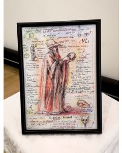 Giancarlo Prandelli, Tribute to Michelangelo, the Hermit, Ink and Colored Pencil on Paper, 29,5x20,5cm (D121)