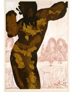 Salvador Dalì,Et Post Buccellam Introivit in Eum Satanas, 50x39 cm, Lithograph from The Holy Bible, 1967