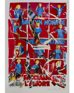 Mimmo Rotella, Facciamo l'amore, seridécollage, 70x100 cm 