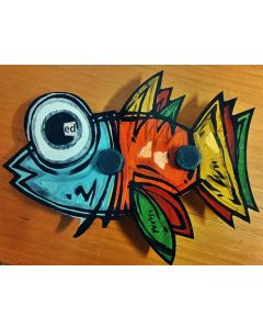Yux, Fish, tecnica mista su alluminio, 26 cm