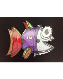 Yux, Fish, mixed tecniques on aluminium, 35,5 cm