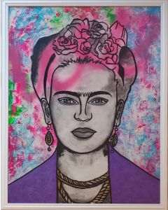 Katysart, My Frida Love Love, acrylic and spray on panel, 40x55 cm