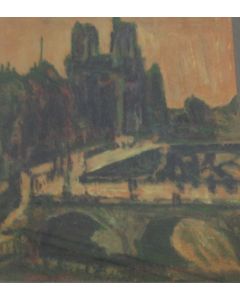 KKVI, Notre-Dame de Paris, oil on paper, 25.5x22.3 cm (with frame)
