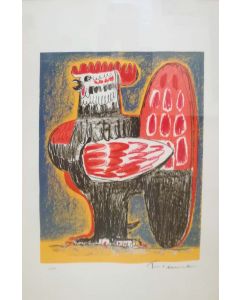 Salvatore Fiume, Rooster, lithograph, 70x100 cm