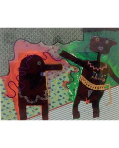 Enrico Baj, General Ubu in intimacy, screen printing and collage, 83x66 cm, 1979