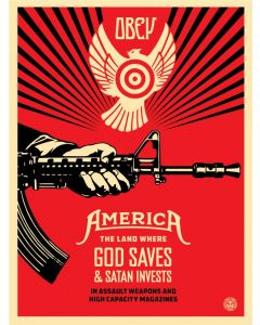 Obey (Shepard Fairey), God Saves and Satan Invests, serigrafia, 90x61 cm, 2013