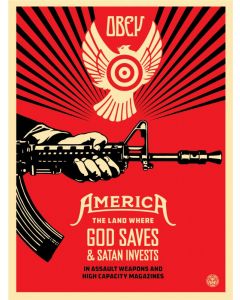 Obey (Shepard Fairey), God Saves and Satan Invests, silkscreen, 90x61 cm, 2013