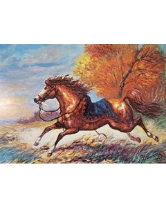 Giovan Francesco Gonzaga, Horses on the run, lithography on metal plate, 30x40 cm