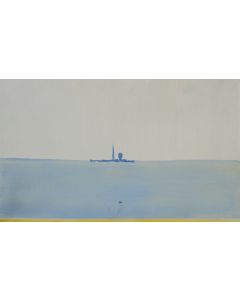 Virgilio Guidi, Marina San Giorgio Venezia, olio su tela, 60x100 cm, 1968