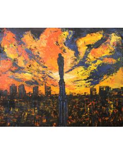 Pier Luca Bencini, The sky over Milan, acrylic on panel, 80x100 cm