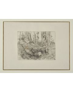 Giovanni Fattori, Il fosso, etching on zinc, 21x27 cm, limited edition of the Centenary, 1925 