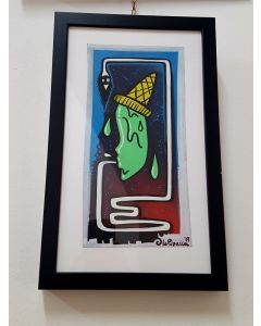 La Pupazza, Il gelato umano, acrilico e spray su carta, 23x37,5 cm (con cornice)