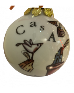 Federica Porro, Home is where the heart flies lightly, porcelain Christmas ball, h 7,5 cm