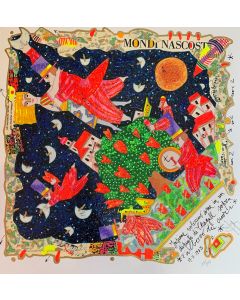 Francesco Musante , Insieme voliamo come in un dipinto di Chagall, serigrafia materica, 35x35 cm