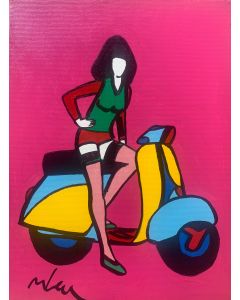 Marco Lodola, Pin up on Vespa, acrylic on canvas, 30x40 cm