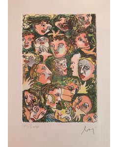 Enrico Baj, tratta dai Canti Carnascialeschi 1, incisione a colori, 31,5x22 cm