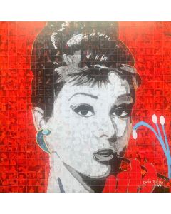 Maria Murgia, Omaggio a Audrey Hepburn, fotomosaico digitale, 50x50 cm 