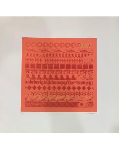  Giancarlo Iliprandi, Five centuries of printing, Red Screen printing, 50x50 cm, 1996