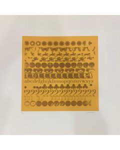  Giancarlo Iliprandi, Five centuries of printing, Yellow Screen printing, 50x50 cm, 1996