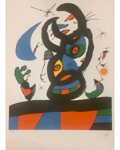 Joan Mirò, litografia su carta Arches edizione S.P.A.D.E.M., 56x76 cm, 1973