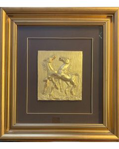 Camillo Fait, Cavalli, bassorilievo, 21x24 cm (58x63 cm con cornice)